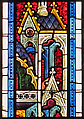 Architectural canopy, Pot-metal and colorless glass, vitreous paint and silver stain, Austrian