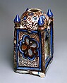 Ceramic Lantern, Stonepaste; underglaze-painted in blue, luster-painted on transparent glaze