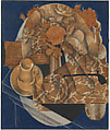 Flowers, Juan Gris (Spanish, Madrid 1887–1927 Boulogne-sur-Seine), Collage of cut printed and painted papers with black crayon, black, blue and white matte opaque paints on canvas, mounted to a honeycomb panel