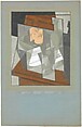 The Fruit Bowl, Juan Gris (Spanish, Madrid 1887–1927 Boulogne-sur-Seine), Graphite, wax crayon, and opaque watercolor on blue paperboard